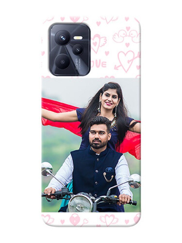 Custom Realme C35 personalized phone covers: Pink Flying Heart Design