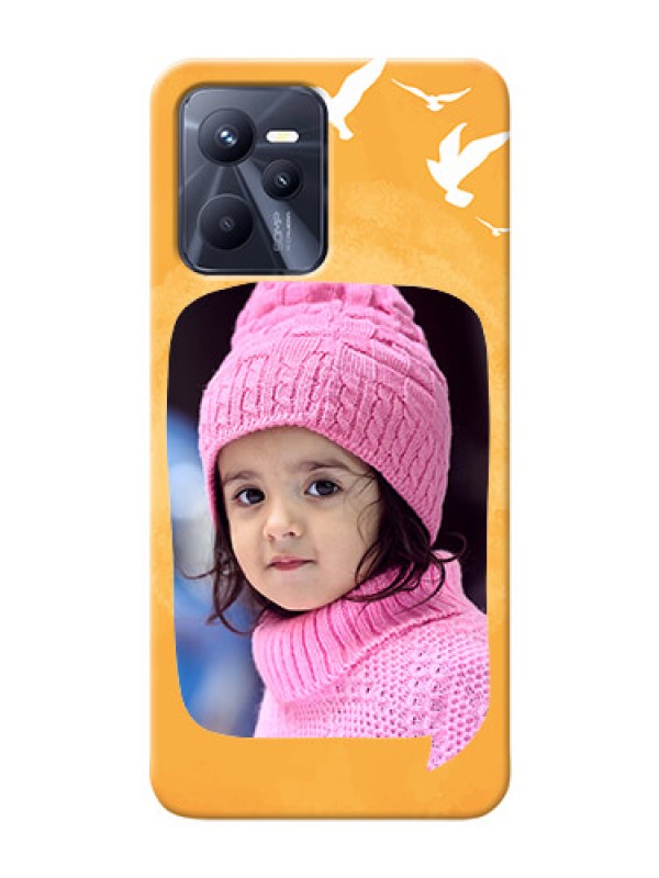 Custom Realme C35 Phone Covers: Water Color Design with Bird Icons