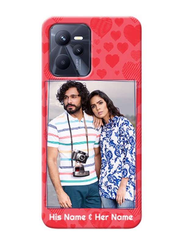 Custom Realme C35 Mobile Back Covers: with Red Heart Symbols Design