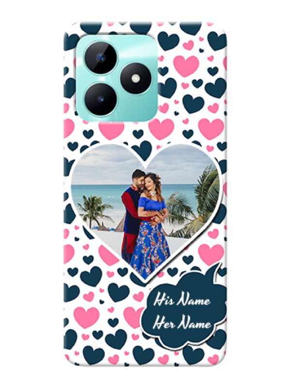 Custom Realme C51 Mobile Covers Online: Pink & Blue Heart Design