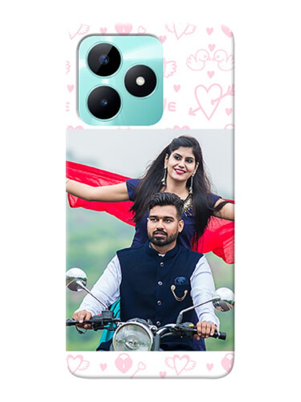 Custom Realme C51 personalized phone covers: Pink Flying Heart Design