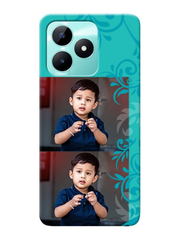 Custom Realme C51 Mobile Cases with Photo and Green Floral Design