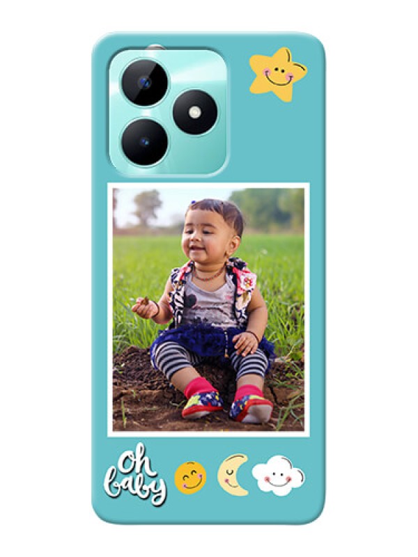 Custom Realme C51 Personalised Phone Cases: Smiley Kids Stars Design