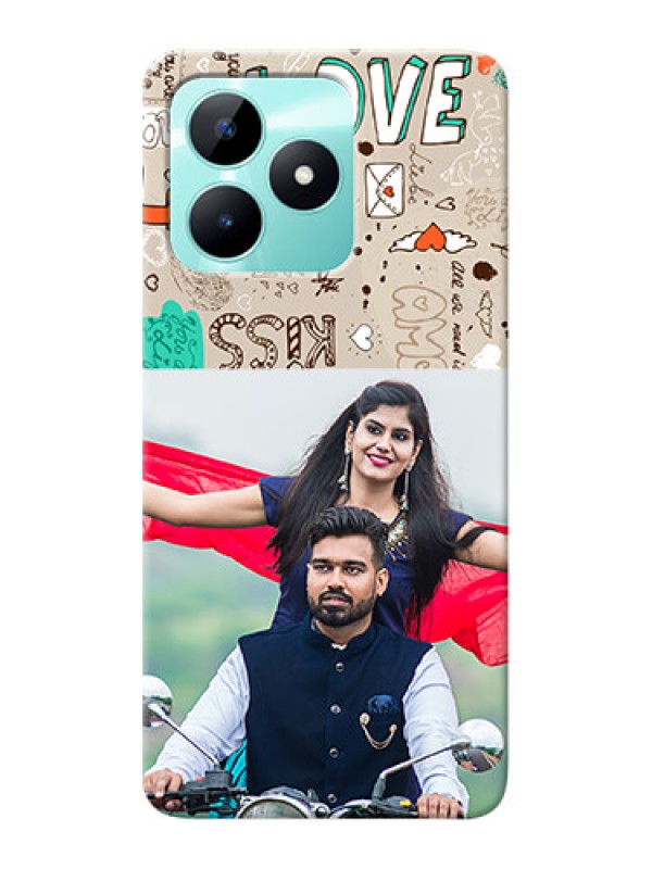 Custom Realme C51 Personalised mobile covers: Love Doodle Pattern