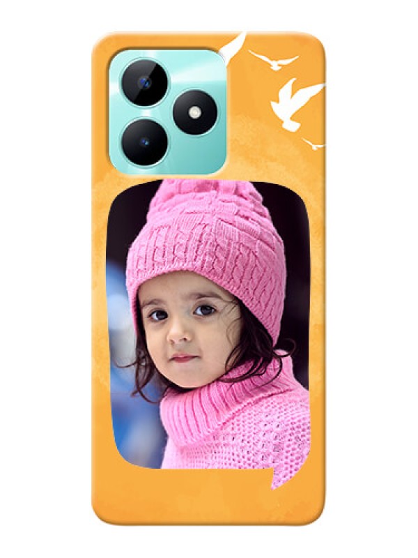 Custom Realme C51 Phone Covers: Water Color Design with Bird Icons