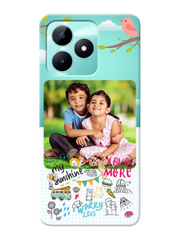 Custom Realme C51 phone cases online: Doodle love Design