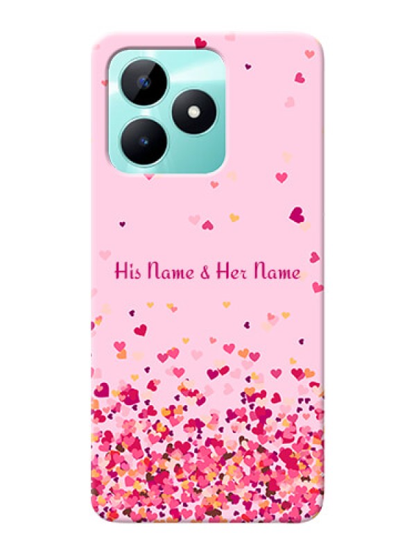 Custom Realme C51 Photo Printing on Case with Floating Hearts Design