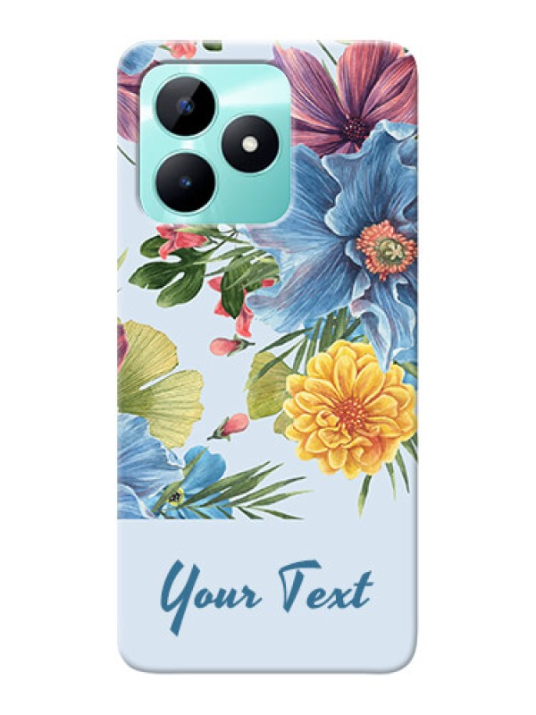 Custom Realme C51 Custom Mobile Case with Stunning Watercolored Flowers Painting Design