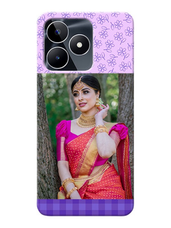 Custom Realme C53 Mobile Cases: Purple Floral Design