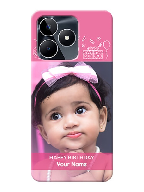 Custom Realme C53 Custom Mobile Cover with Birthday Line Art Design
