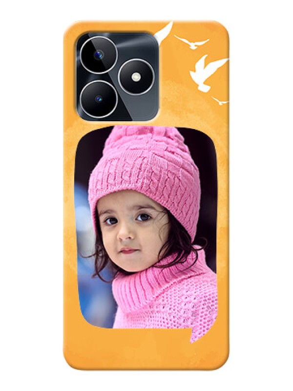 Custom Realme C53 Phone Covers: Water Color Design with Bird Icons