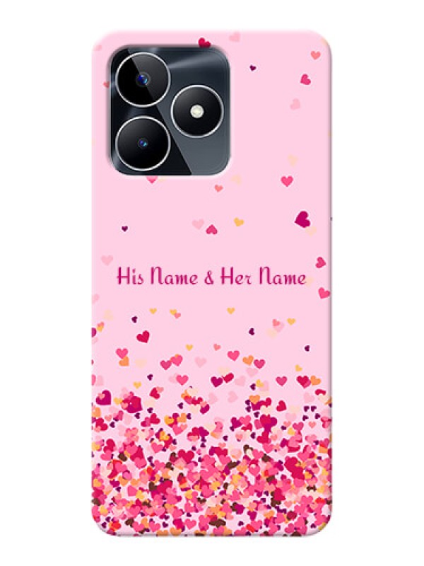 Custom Realme C53 Photo Printing on Case with Floating Hearts Design