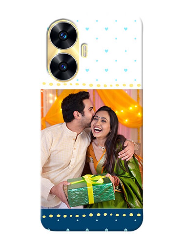 Custom Realme C55 Phone Covers: White and Blue Abstract Design