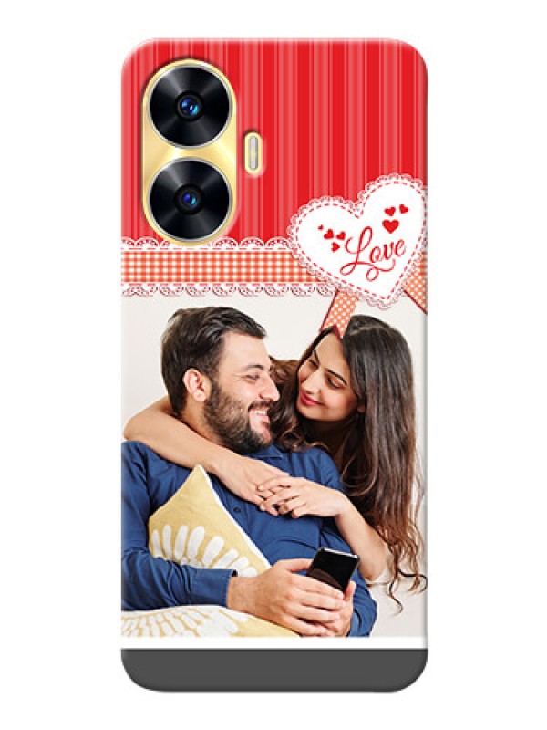 Custom Realme C55 phone cases online: Red Love Pattern Design