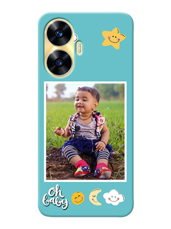 Custom Realme C55 Personalised Phone Cases: Smiley Kids Stars Design