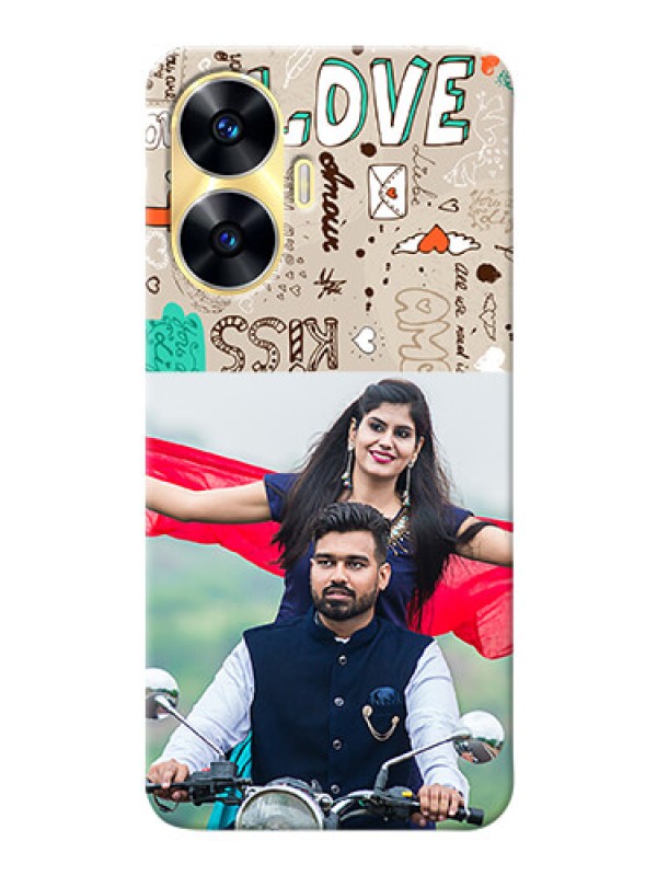 Custom Realme C55 Personalised mobile covers: Love Doodle Pattern 