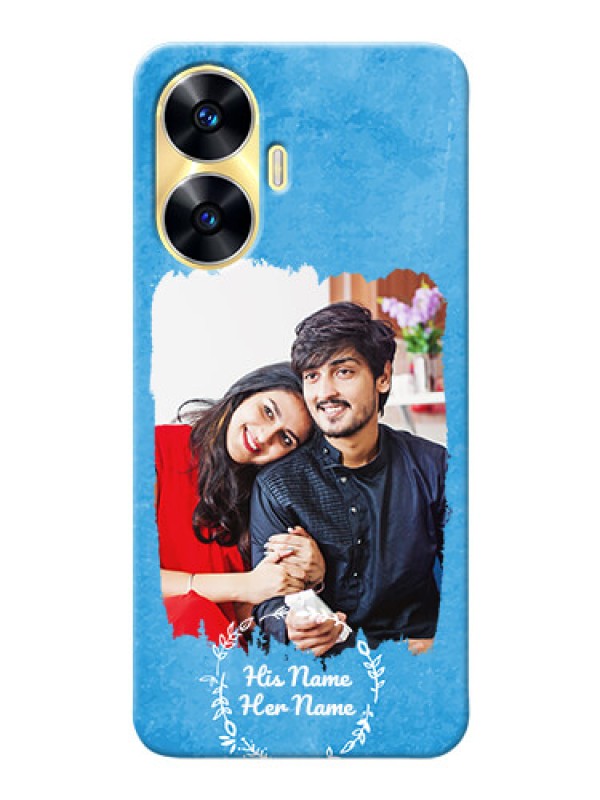 Custom Realme C55 custom mobile cases: Blue Color Vintage Design