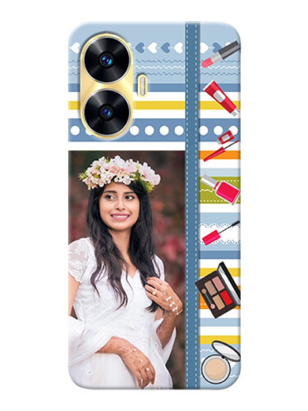 Custom Realme C55 Personalized Mobile Cases: Makeup Icons Design
