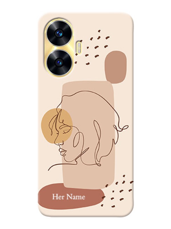 Custom Realme C55 Custom Phone Covers: Calm Woman line art Design