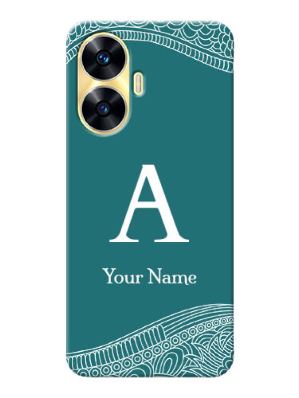 Custom Realme C55 Mobile Back Covers: line art pattern with custom name Design
