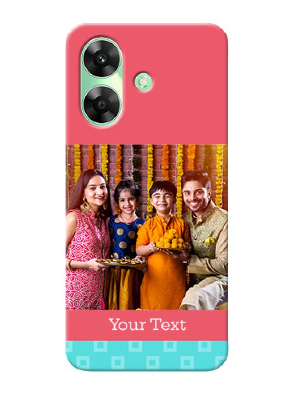 Custom Realme C61 Mobile Back Covers: Peach And Blue Color Design