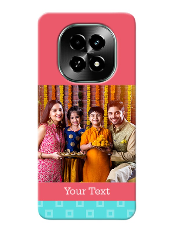 Custom Realme C63 5G Custom Hard Phone Case - Peach & Blue Color Design