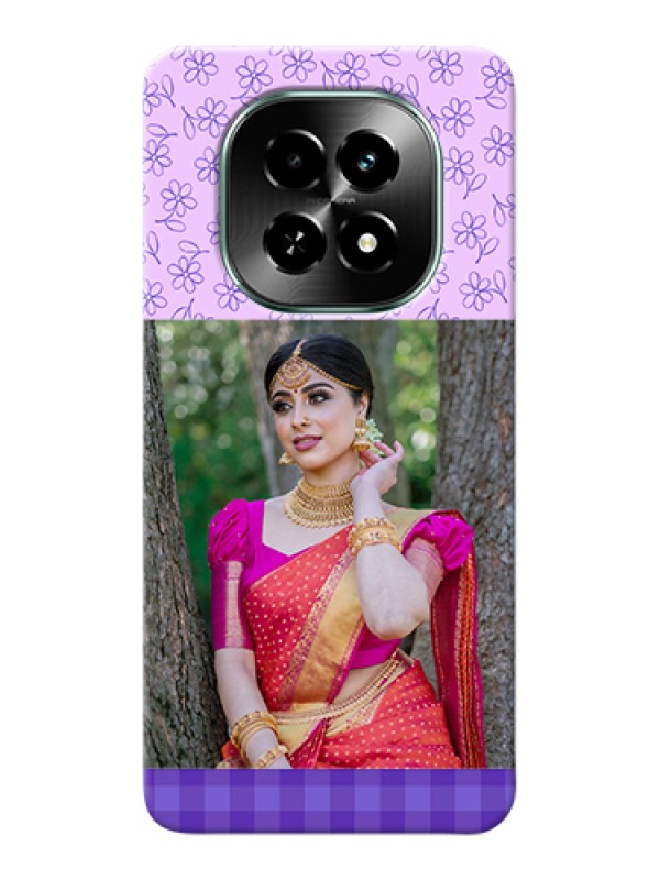 Custom Realme C63 5G Custom Hard Phone Case - Purple Floral Design