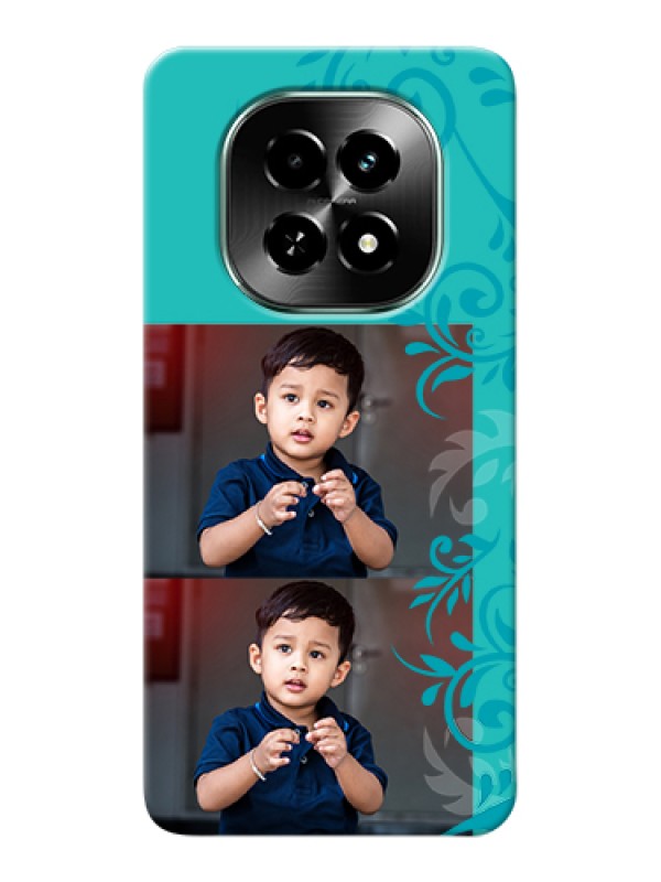 Custom Realme C63 5G Custom Hard Phone Case - With Photo And Green Floral Design