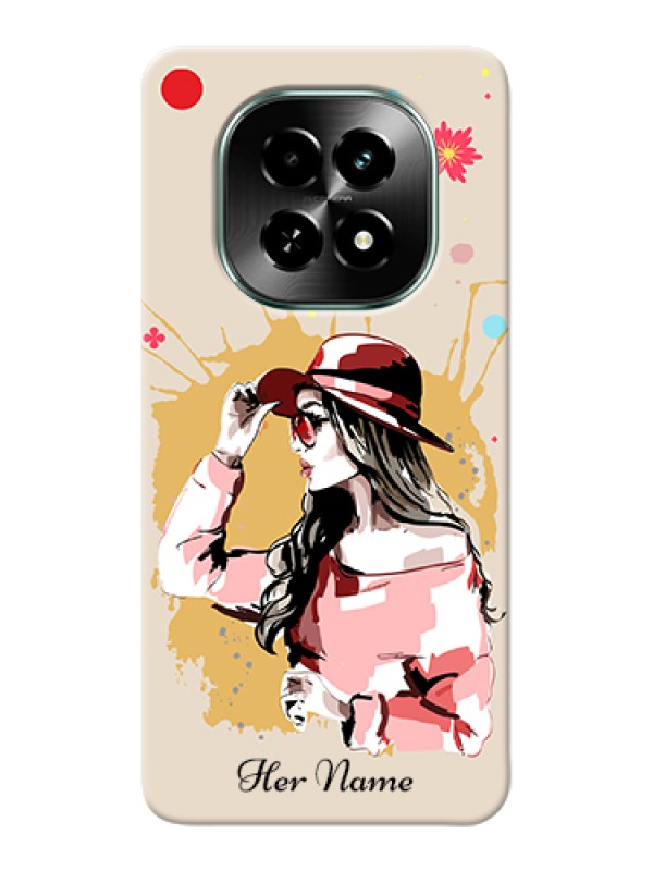 Custom Realme C63 5G Custom Hard Phone Case - Women With Pink Hat Design