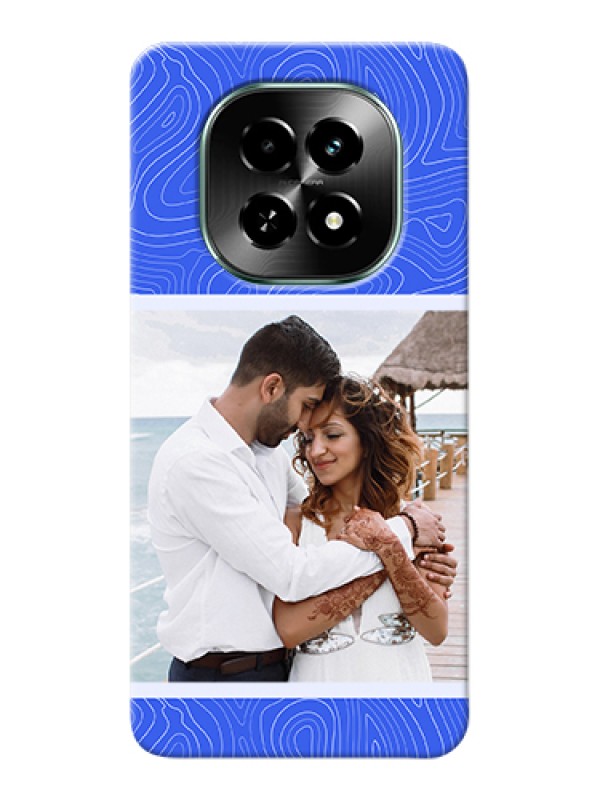 Custom Realme C63 5G Custom Hard Phone Case - Curved Line Art With Blue And White Design