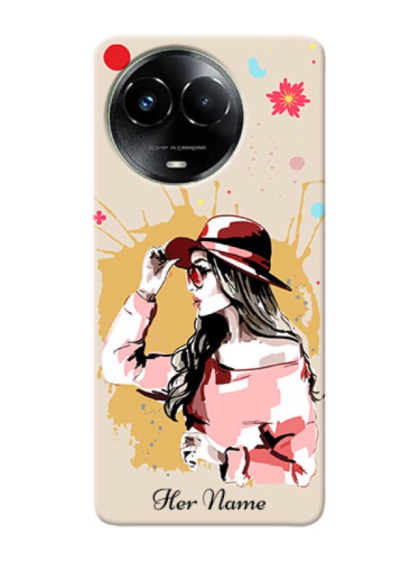Custom Realme C67 5G Photo Printing on Case with Women with pink hat Design