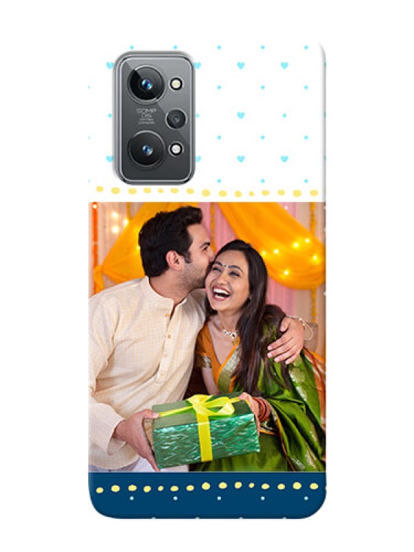 Custom Realme GT 2 Phone Covers: White and Blue Abstract Design