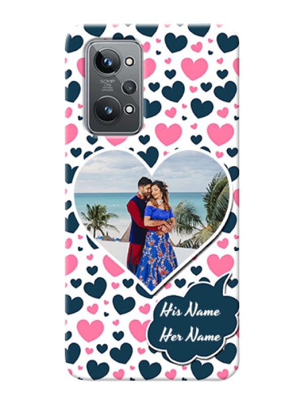 Custom Realme GT 2 Mobile Covers Online: Pink & Blue Heart Design