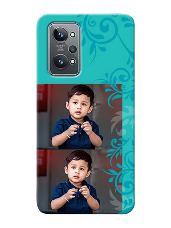 Custom Realme GT 2 Mobile Cases with Photo and Green Floral Design 