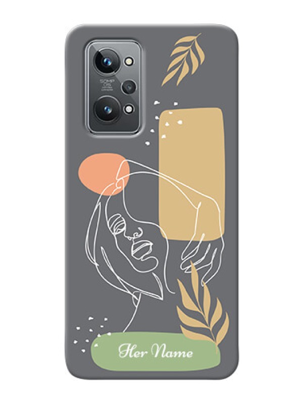 Custom Realme GT 2 Phone Back Covers: Gazing Woman line art Design