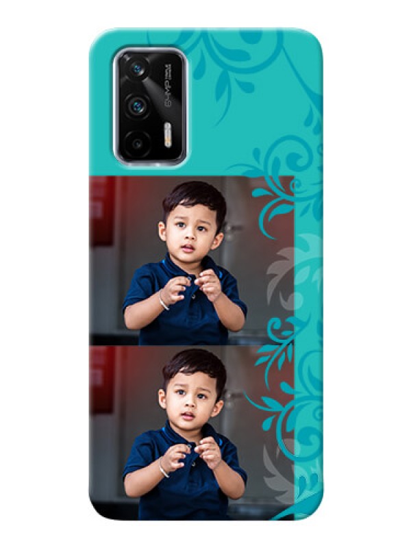 Custom Realme GT 5G Mobile Cases with Photo and Green Floral Design 