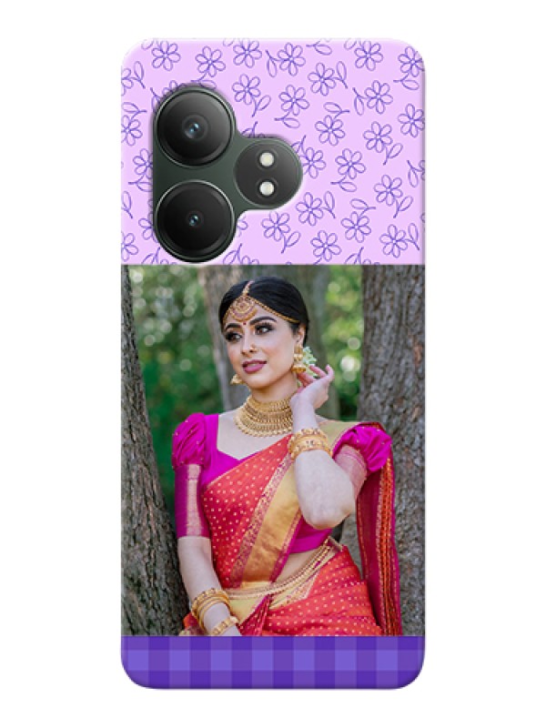 Custom Realme GT 6 Custom Hard Phone Case - Purple Floral Design