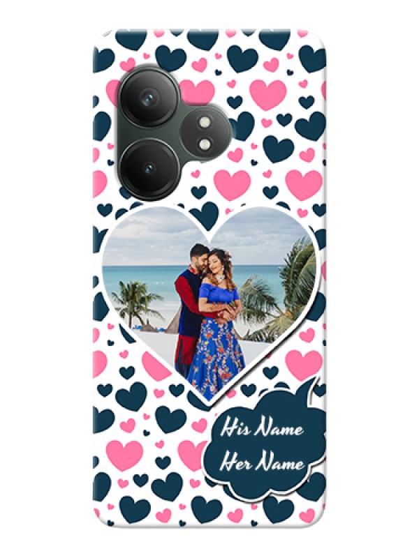 Custom Realme GT 6 Custom Hard Phone Case - Pink & Blue Heart Design