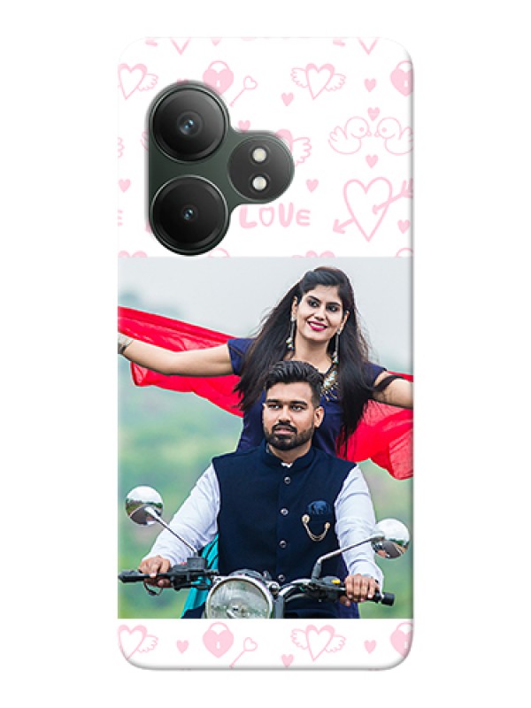 Custom Realme GT 6 Custom Hard Phone Case - Pink Flying Heart Design