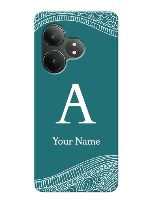 Custom Realme GT 6 Custom Hard Phone Case - Line Art Pattern With Custom Name Design