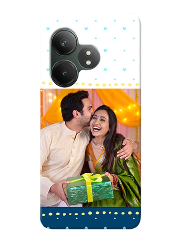 Custom Realme GT 6T 5G Custom Hard Phone Case - White And Blue Abstract Design