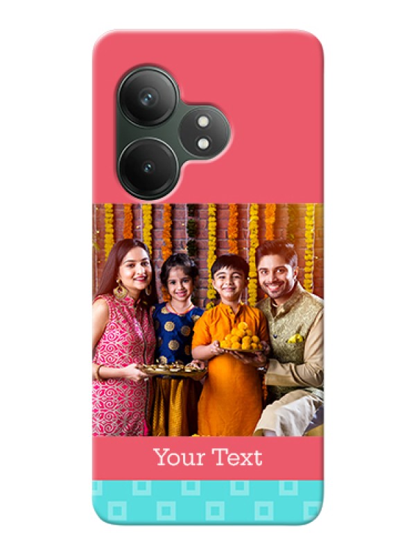 Custom Realme GT 6T 5G Custom Hard Phone Case - Peach & Blue Color Design