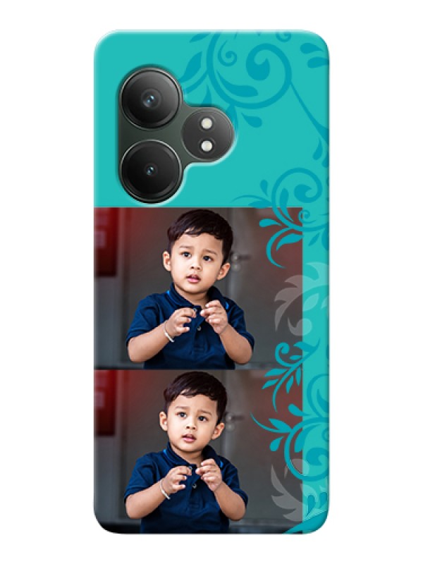 Custom Realme GT 6T 5G Custom Hard Phone Case - With Photo And Green Floral Design