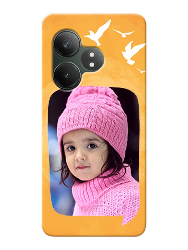 Custom Realme GT 6T 5G Custom Hard Phone Case - Water Color Design With Bird Icons