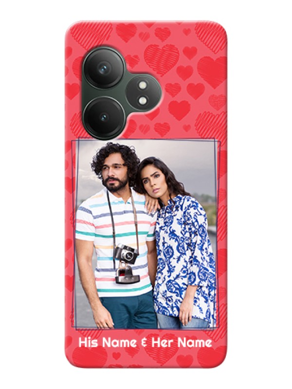 Custom Realme GT 6T 5G Custom Hard Phone Case - With Red Heart Symbols Design