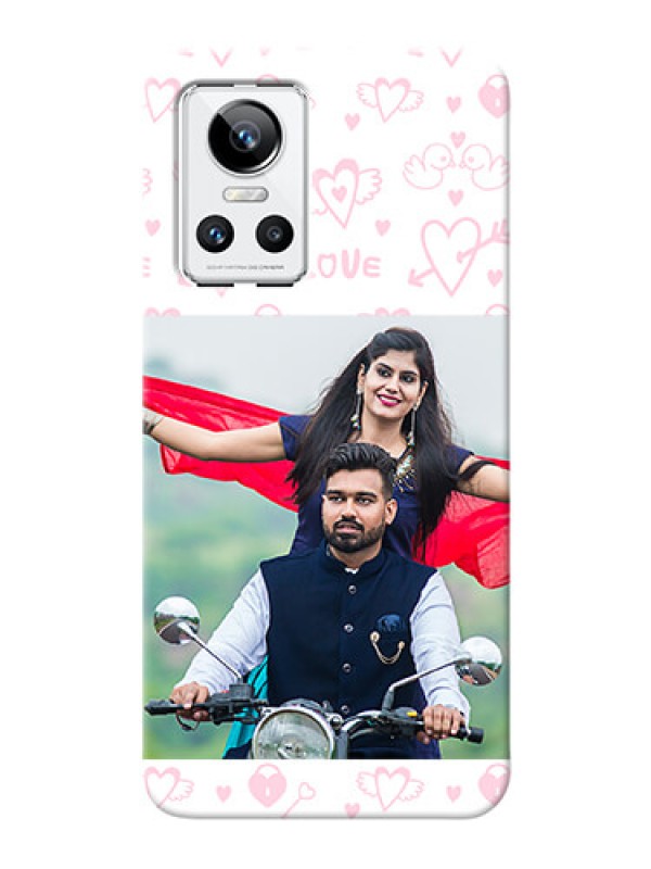 Custom Realme GT Neo 3 5G personalized phone covers: Pink Flying Heart Design