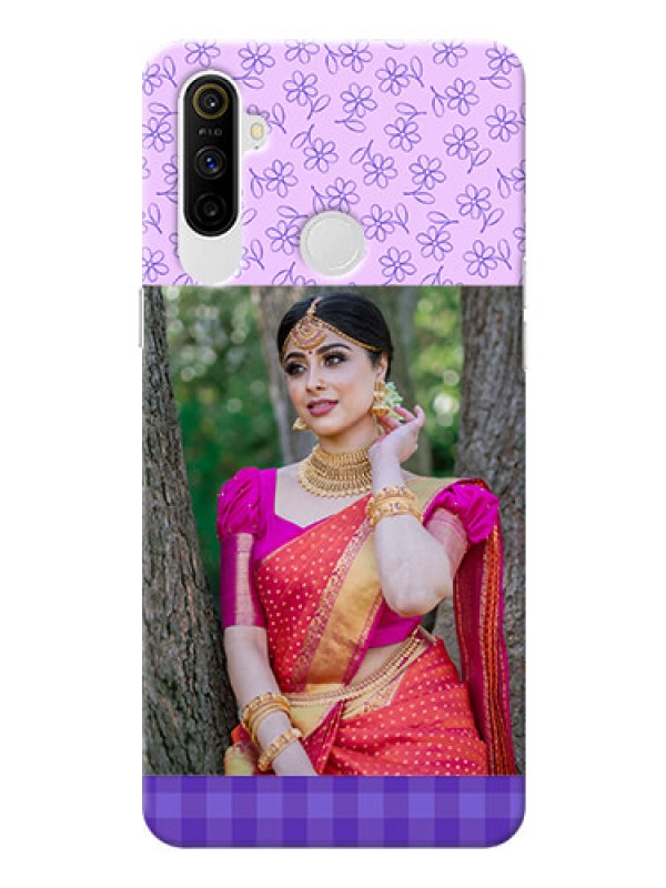 Custom Realme Narzo 10A Mobile Cases: Purple Floral Design