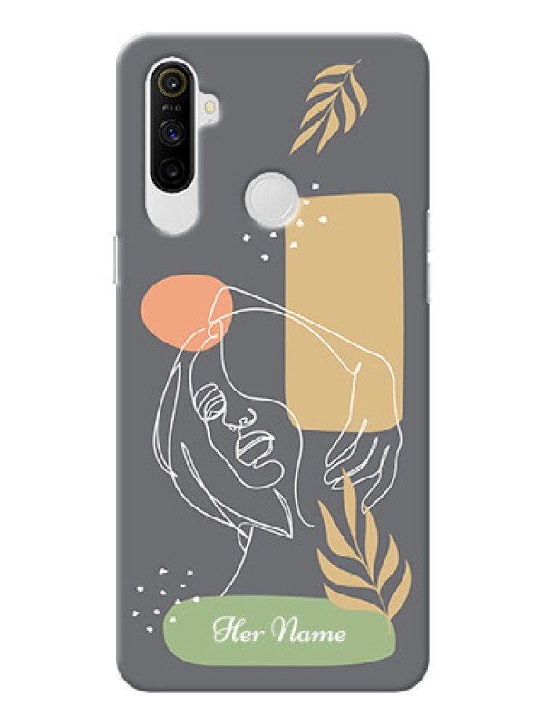 Custom Realme Narzo 10A Phone Back Covers: Gazing Woman line art Design