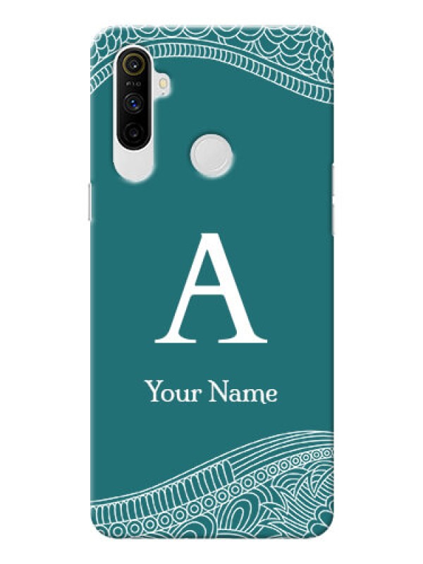 Custom Realme Narzo 10A Mobile Back Covers: line art pattern with custom name Design