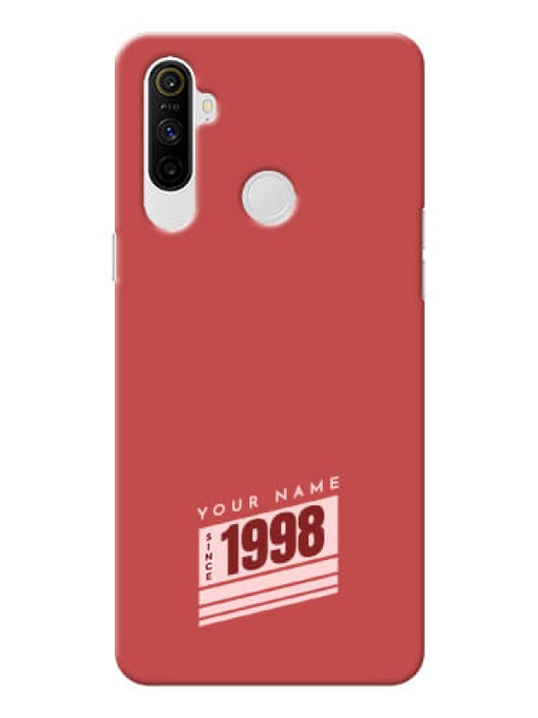 Custom Realme Narzo 10A Phone Back Covers: Red custom year of birth Design